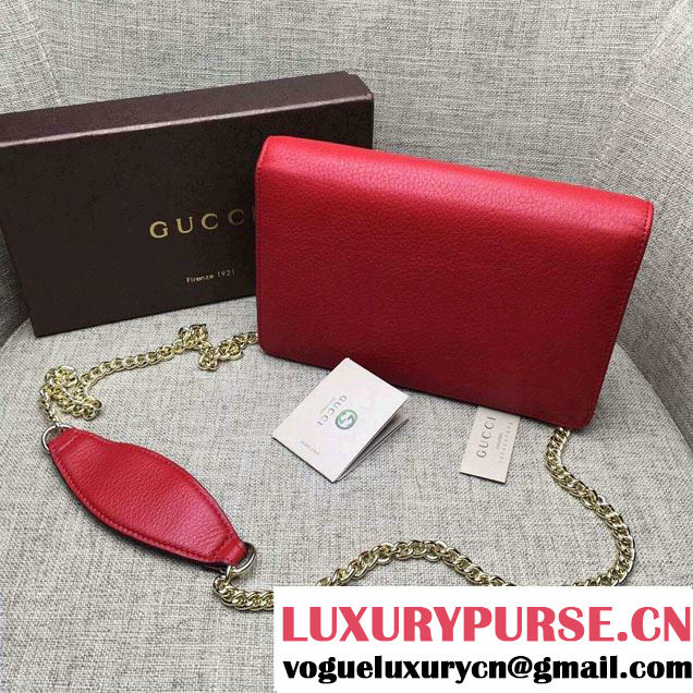 Gucci Soho Leather Mini Chain Wallet Bag 407041 Red