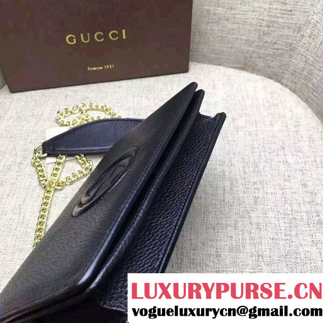 Gucci Soho Leather Mini Chain Wallet Bag 407041 Black