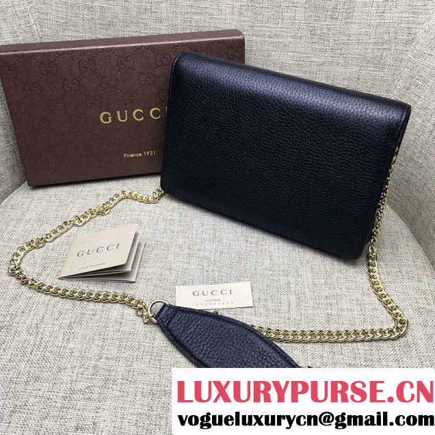 Gucci Soho Leather Mini Chain Wallet Bag 407041 Black
