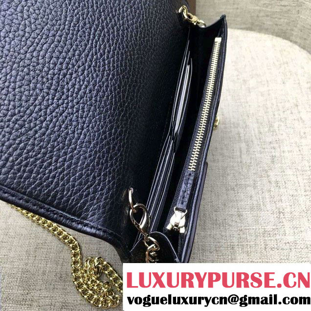 Gucci Soho Leather Mini Chain Wallet Bag 407041 Black