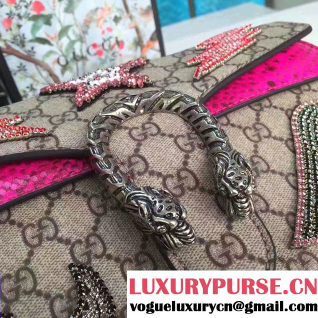 Gucci Star and Heart Embroidered Dionysus GG Supreme Small Bag 400249 2017