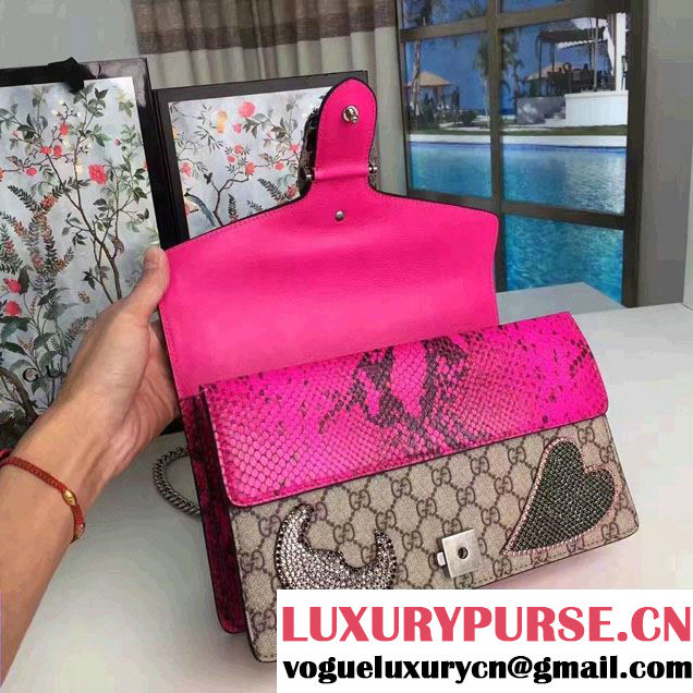Gucci Star and Heart Embroidered Dionysus GG Supreme Small Bag 400249 2017