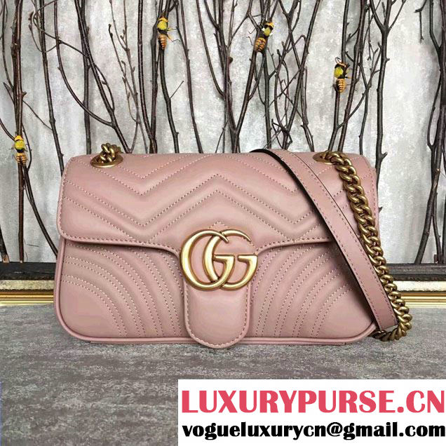 Gucci GG Marmont Matelassé Chevron Small Chain Shoulder Bag 443497 Nude 2016