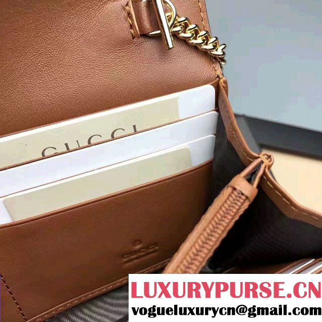 Gucci Padlock GG Supreme Continental Chain Wallet Bag 453506 Black/Brown 2017