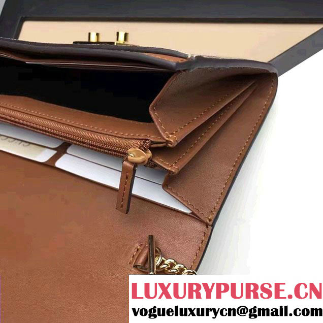 Gucci Padlock GG Supreme Continental Chain Wallet Bag 453506 Black/Brown 2017