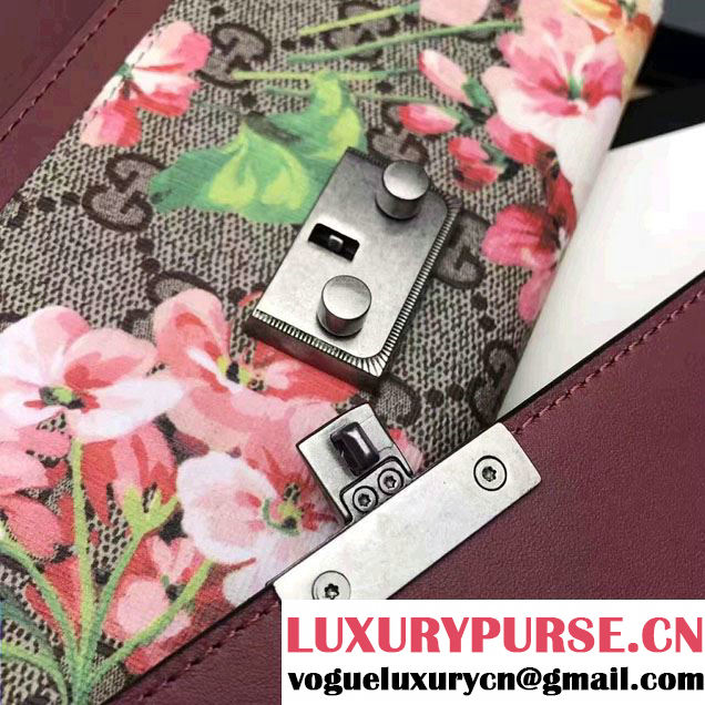 Gucci Padlock Continental Chain Wallet Bag 453506 Blooms Red 2017