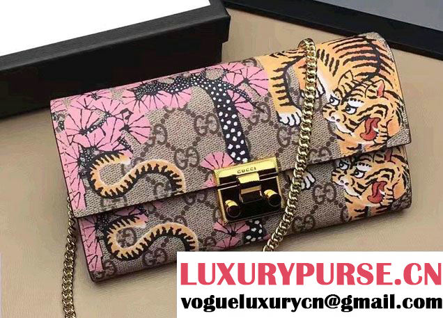Gucci Padlock Continental Chain Wallet Bag 453506 Bengal Pink 2017