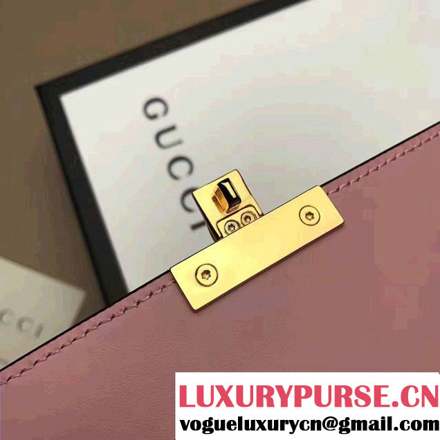 Gucci Padlock Signature Leather Continental Chain Wallet Bag 453506 Pink 2017