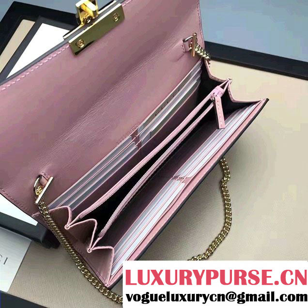 Gucci Padlock Signature Leather Continental Chain Wallet Bag 453506 Pink 2017