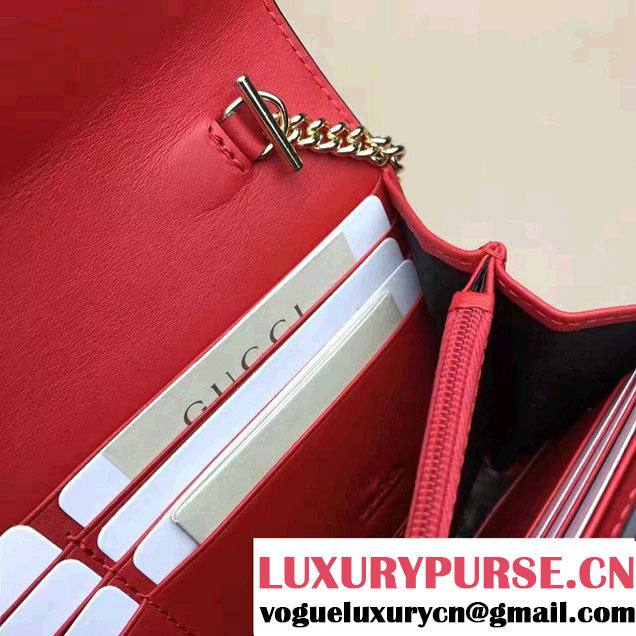 Gucci Padlock Signature Leather Continental Chain Wallet Bag 453506 Red 2017