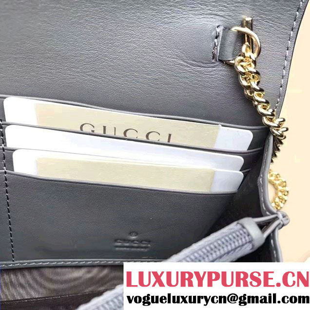 Gucci Padlock Signature Leather Continental Chain Wallet Bag 453506 Gray 2017