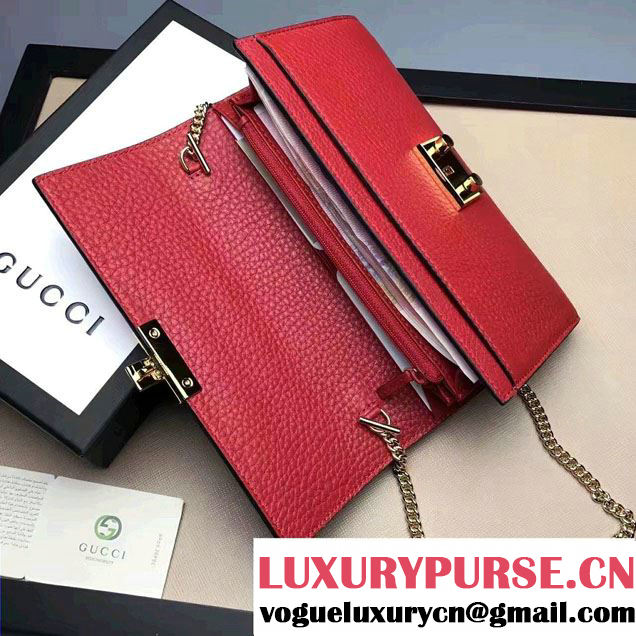 Gucci Padlock Leather Continental Chain Wallet Bag 453506 Red 2017