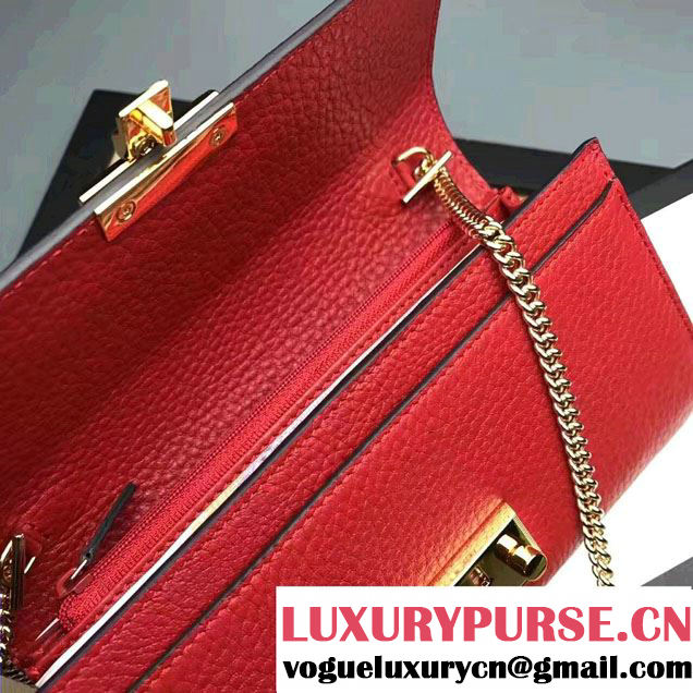 Gucci Padlock Leather Continental Chain Wallet Bag 453506 Red 2017