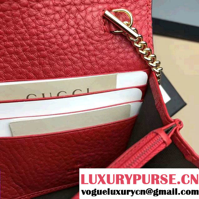 Gucci Padlock Leather Continental Chain Wallet Bag 453506 Red 2017