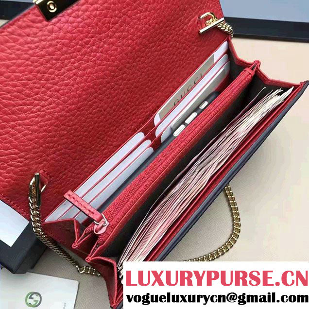 Gucci Padlock Leather Continental Chain Wallet Bag 453506 Red 2017