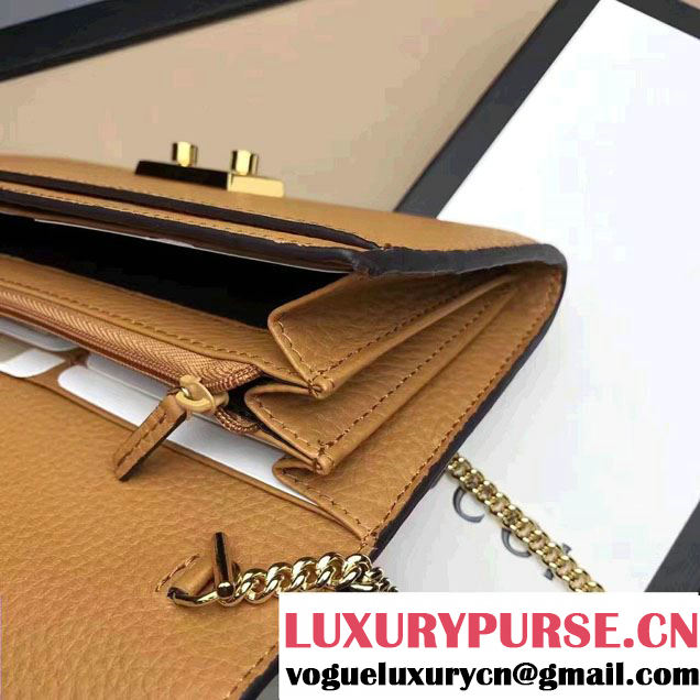 Gucci Padlock Leather Continental Chain Wallet Bag 453506 Brown 2017