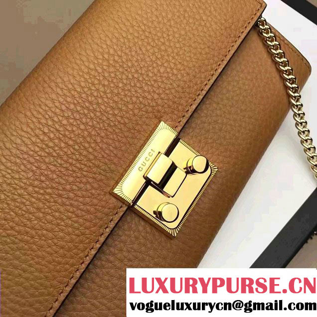 Gucci Padlock Leather Continental Chain Wallet Bag 453506 Brown 2017