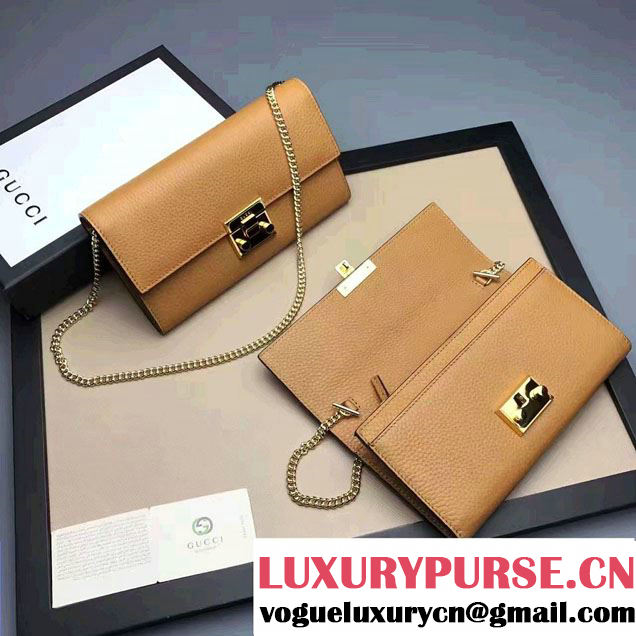 Gucci Padlock Leather Continental Chain Wallet Bag 453506 Brown 2017
