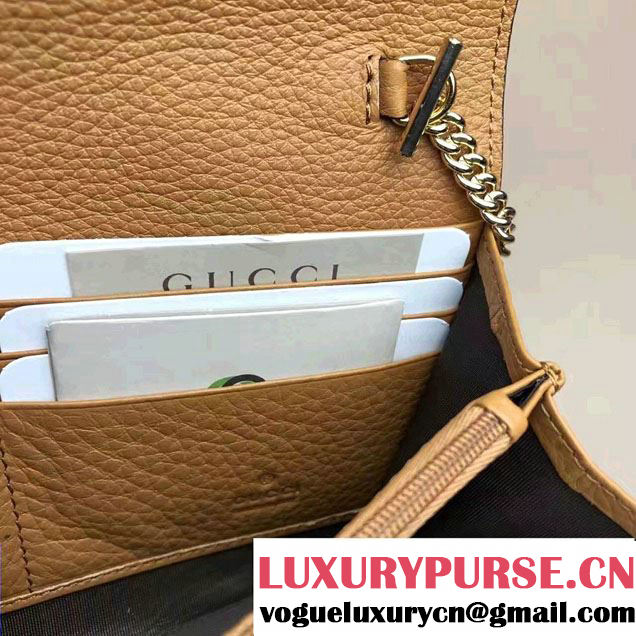 Gucci Padlock Leather Continental Chain Wallet Bag 453506 Brown 2017