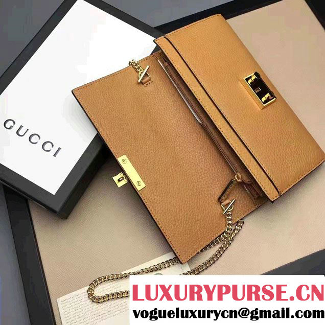 Gucci Padlock Leather Continental Chain Wallet Bag 453506 Brown 2017