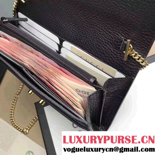 Gucci Padlock Leather Continental Chain Wallet Bag 453506 Black 2017