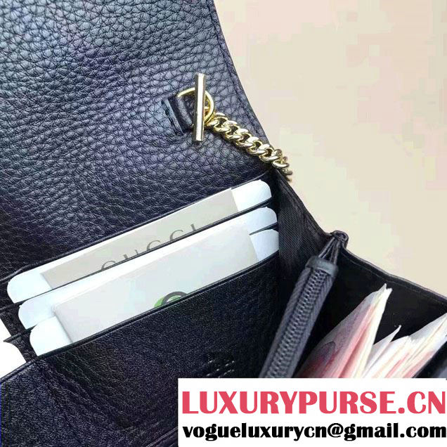 Gucci Padlock Leather Continental Chain Wallet Bag 453506 Black 2017
