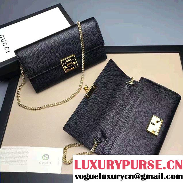 Gucci Padlock Leather Continental Chain Wallet Bag 453506 Black 2017