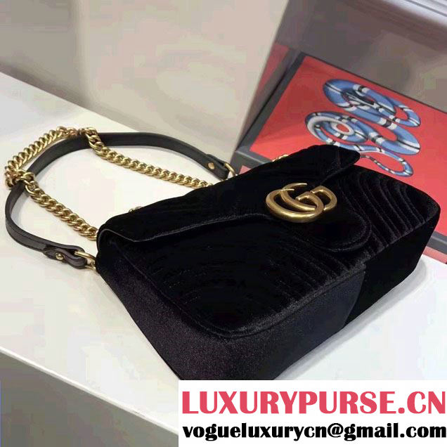 Gucci GG Marmont Matelassé Chevron Velvet Small Chain Shoulder Bag 443497