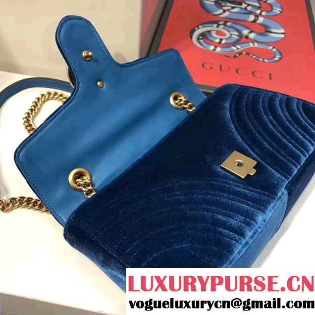 Gucci GG Marmont Matelassé Chevron Velvet Small Chain Shoulder Bag 443497