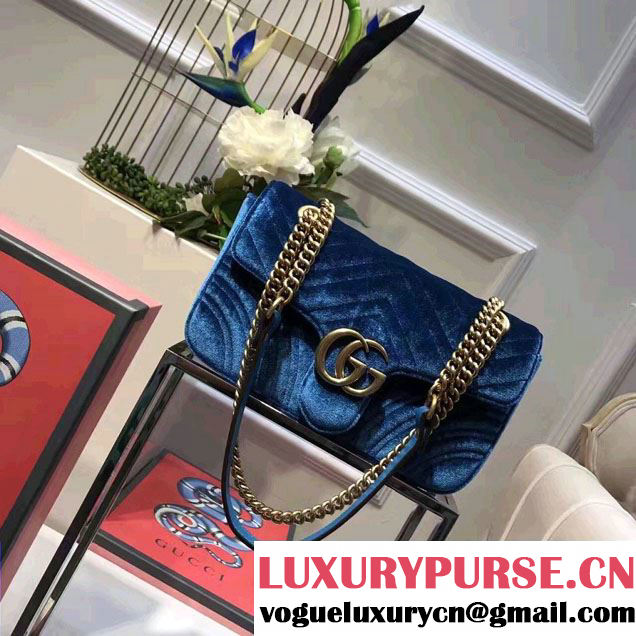 Gucci GG Marmont Matelassé Chevron Velvet Small Chain Shoulder Bag 443497