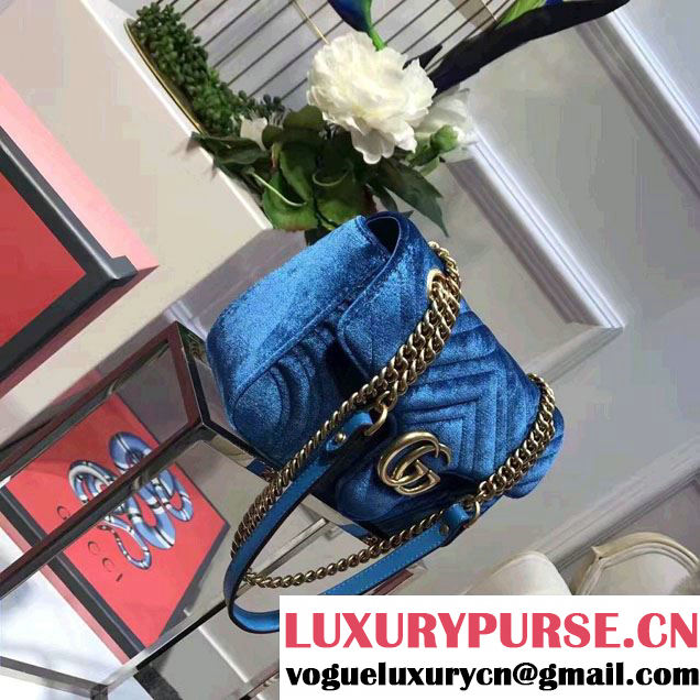 Gucci GG Marmont Matelassé Chevron Velvet Small Chain Shoulder Bag 443497