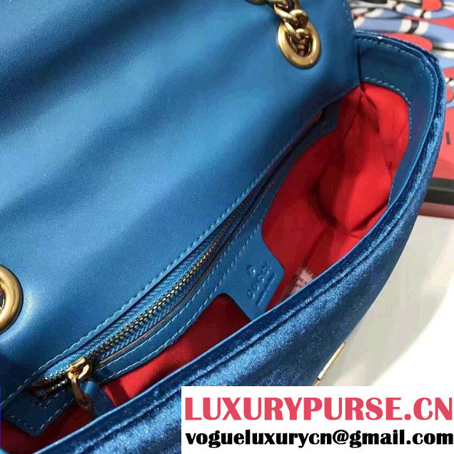 Gucci GG Marmont Matelassé Chevron Velvet Small Chain Shoulder Bag 443497