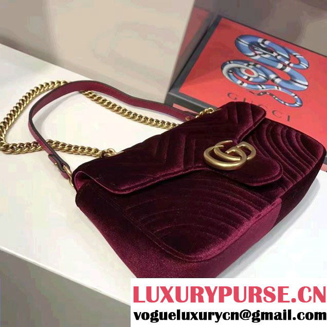 Gucci GG Marmont Matelassé Chevron Velvet Small Chain Shoulder Bag 443497
