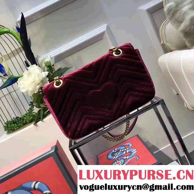 Gucci GG Marmont Matelassé Chevron Velvet Small Chain Shoulder Bag 443497