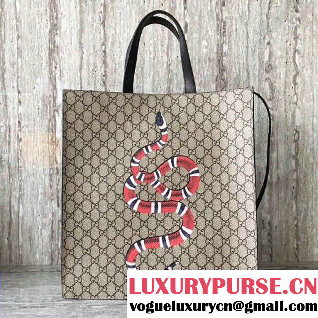 Gucci 450950 Kingsnake Print Soft GG Supreme Tote 2017 (SLP-7091519 )