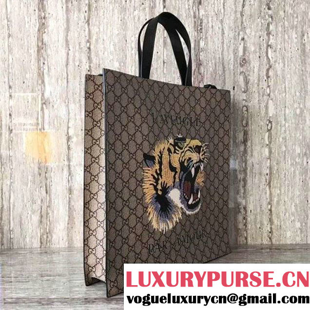 Gucci Tiger Print Soft GG Supreme Tote 450850  (SLP-7091518 )