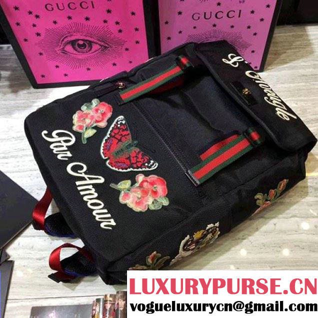 Gucci Backpack with Butterfly and Flower Embroidery 2017 (2A068-7091531 )