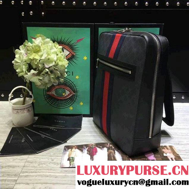 Gucci GG Supreme Backpack with Web 2017 (2A068-7091530 )