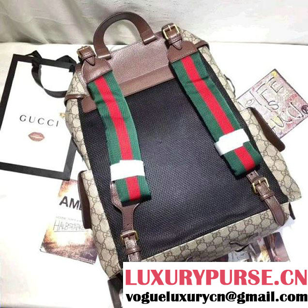 Gucci 460029 Soft GG Supreme Backpack with Donald Duck Appliqués 2017 (2A068-7091528 )