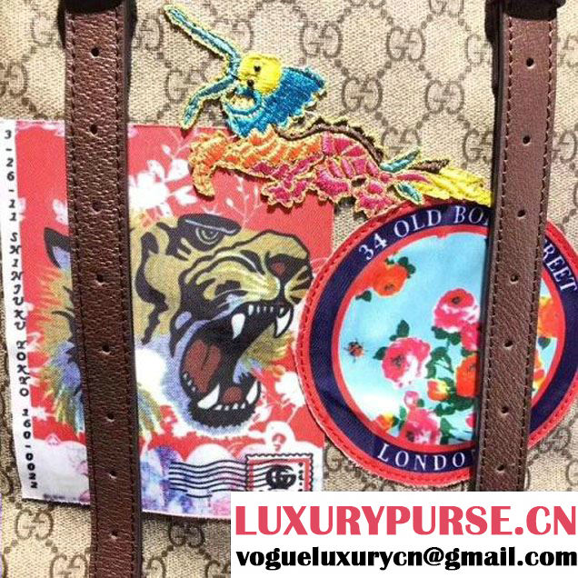 Gucci 460029 Soft GG Supreme Backpack with Donald Duck Appliqués 2017 (2A068-7091528 )