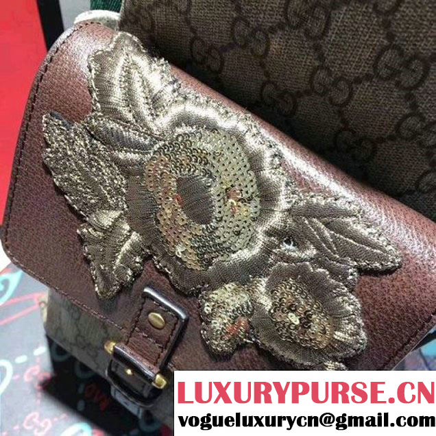 Gucci 460029 Soft GG Supreme Backpack with Donald Duck Appliqués 2017 (2A068-7091528 )