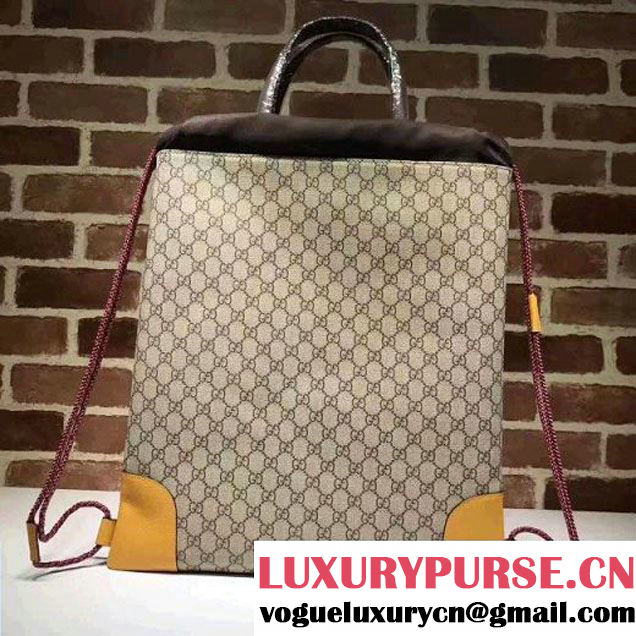 Gucci 473872 GG Supreme Drawstring Backpack Yellow 2017 (XYS-7091524 )