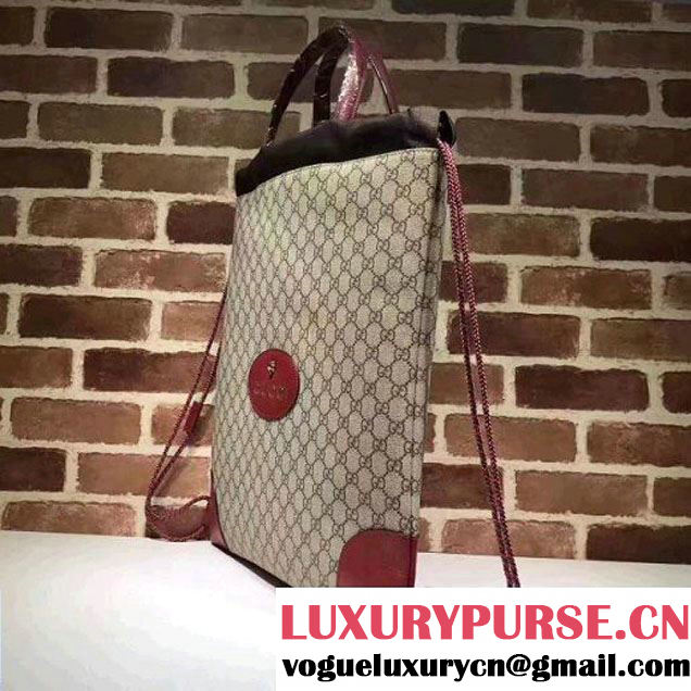Gucci 473872 GG Supreme Drawstring Backpack Red 2017 (XYS-7091523 )