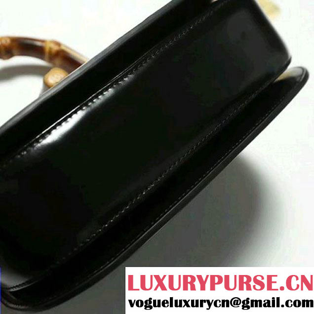 Gucci Bamboo Classic Frame Print Round Top Handle Bag 495880 Black 2017 (2A010-7100829 )