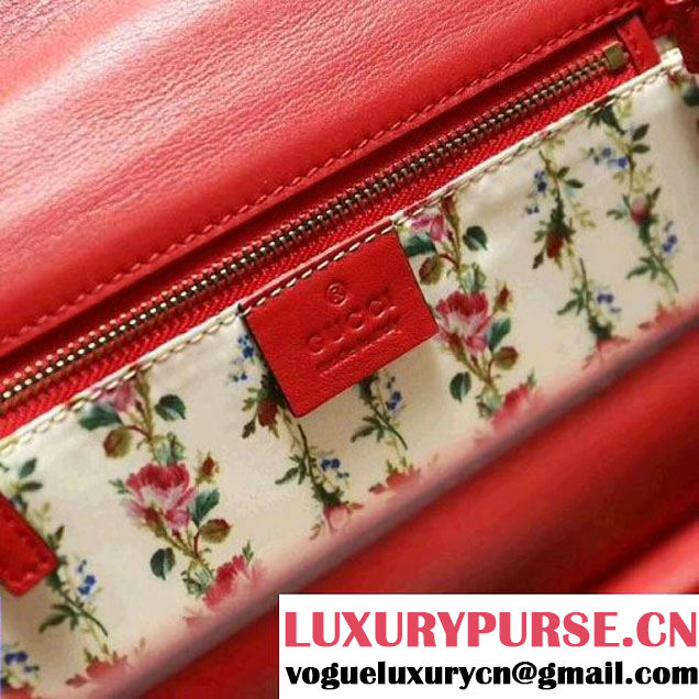 Gucci Bamboo Classic Frame Print Round Top Handle Bag 495880 Red 2017 (2A010-7100828 )
