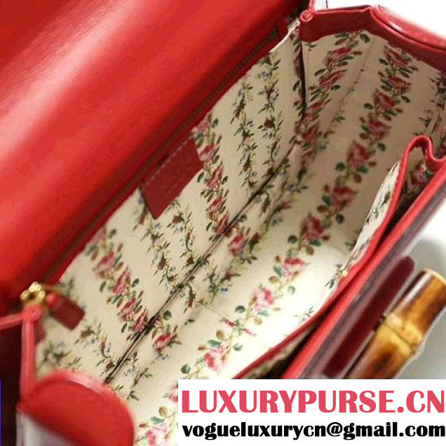 Gucci Bamboo Classic Frame Print Round Top Handle Bag 495880 Red 2017 (2A010-7100828 )