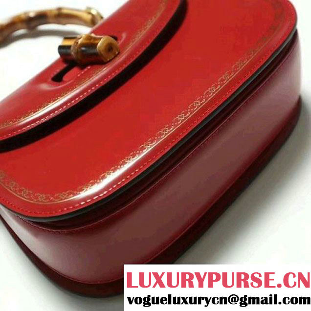 Gucci Bamboo Classic Frame Print Round Top Handle Bag 495880 Red 2017 (2A010-7100828 )