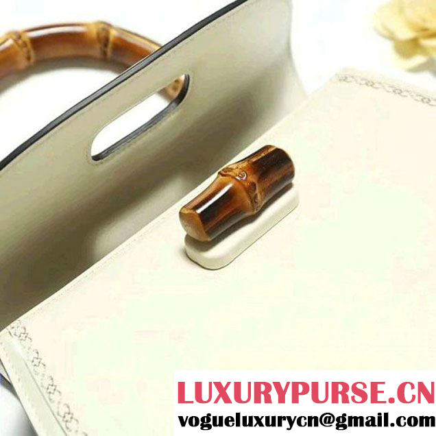 Gucci Bamboo Classic Frame Print Round Top Handle Bag 495880 White 2017 (2A010-7100827 )