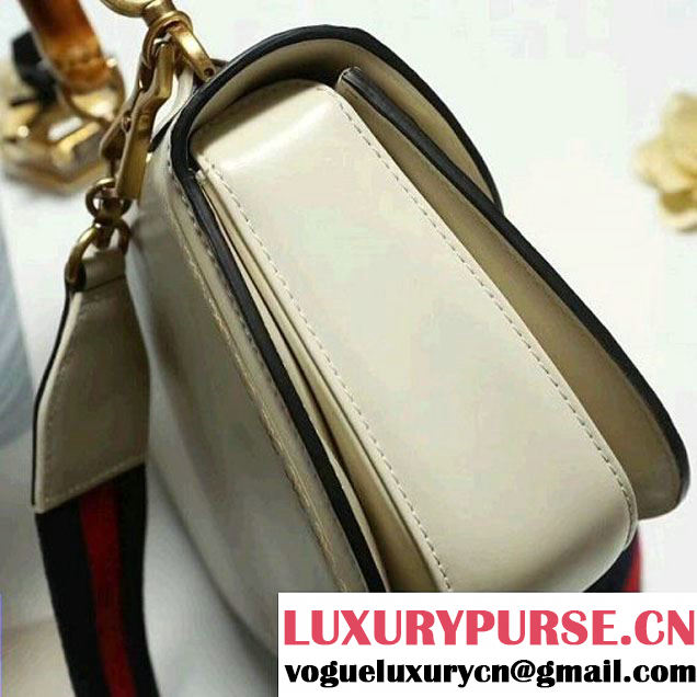Gucci Bamboo Classic Frame Print Round Top Handle Bag 495880 White 2017 (2A010-7100827 )