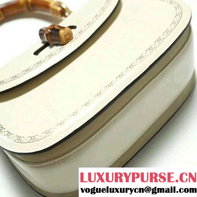 Gucci Bamboo Classic Frame Print Round Top Handle Bag 495880 White 2017 (2A010-7100827 )